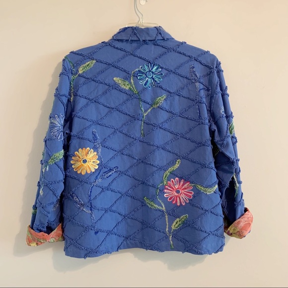 Vintage Coat Spring Retro Twee Floral Embroidered Button Up Jacket - Picture 2 of 13